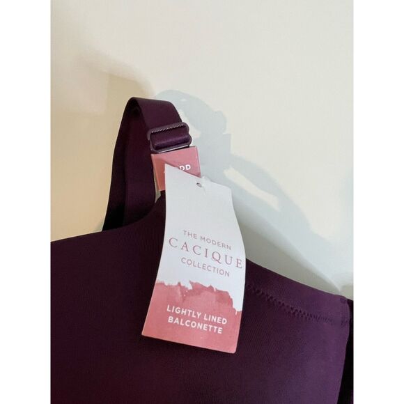 Cacique Lane Bryant Bra Lightly Lined Balconette Underwire Size 42DDD Maroon NWT - Picture 3 of 14